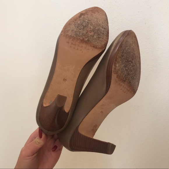Cole Haan Taupe Leather Wooden Heels - Picture 5 of 7